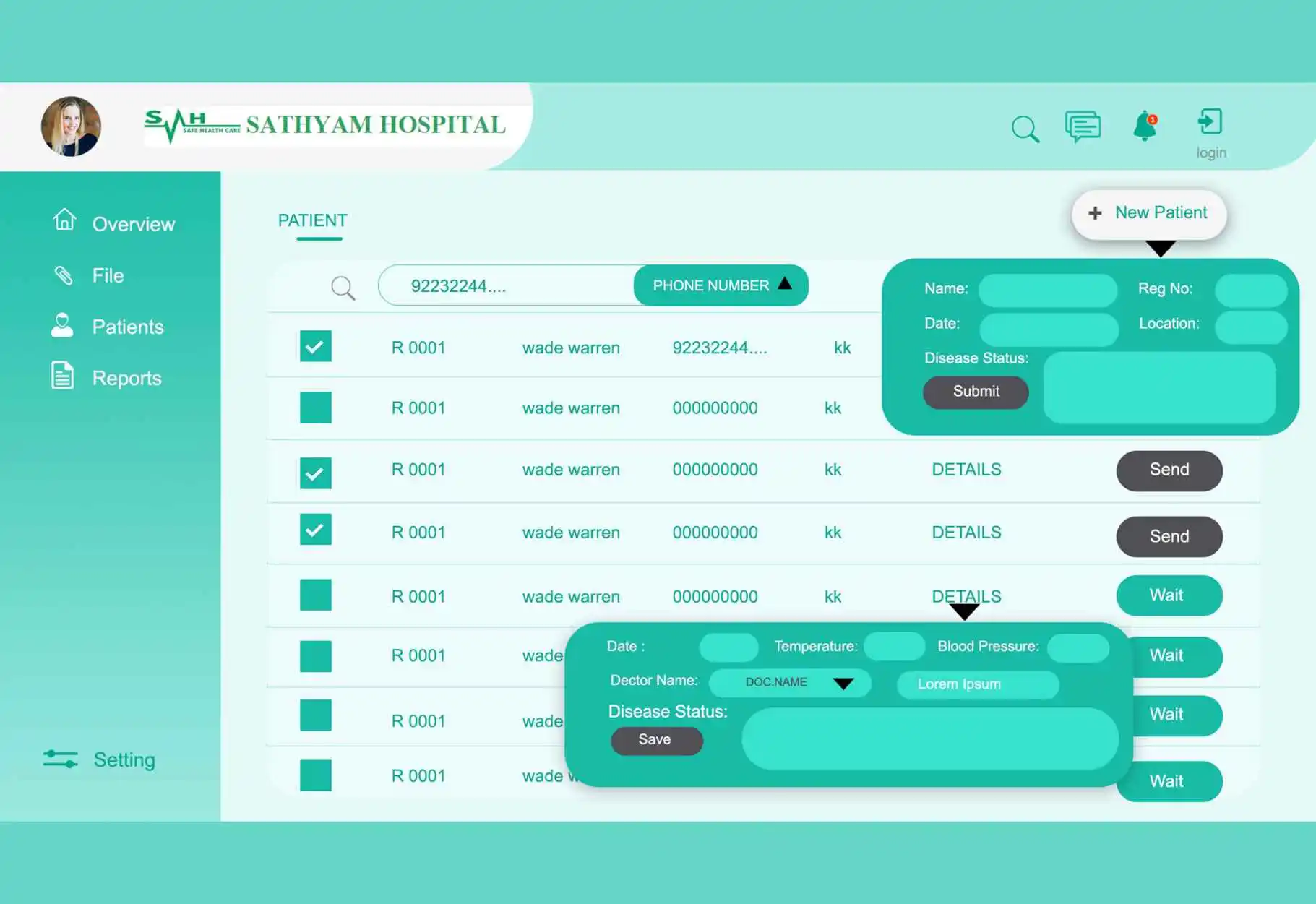 sathyam hospital ui design